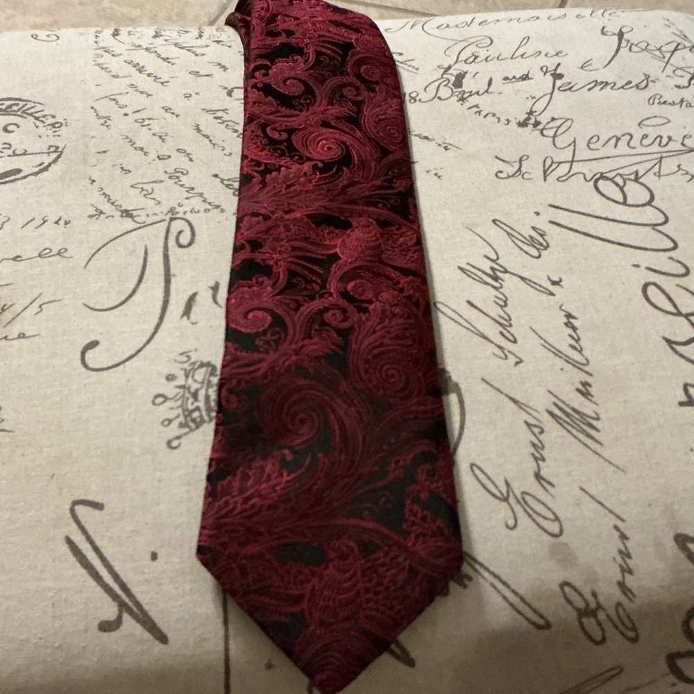 Dion MCMLXXXIX ITALIAN SILK Elegant Red Paisley Men's Necktie